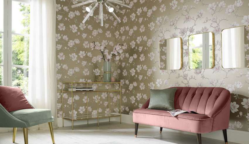 جدا کردن فضای نشیمن و پذیرایی با استفاده از کاغذدیواری